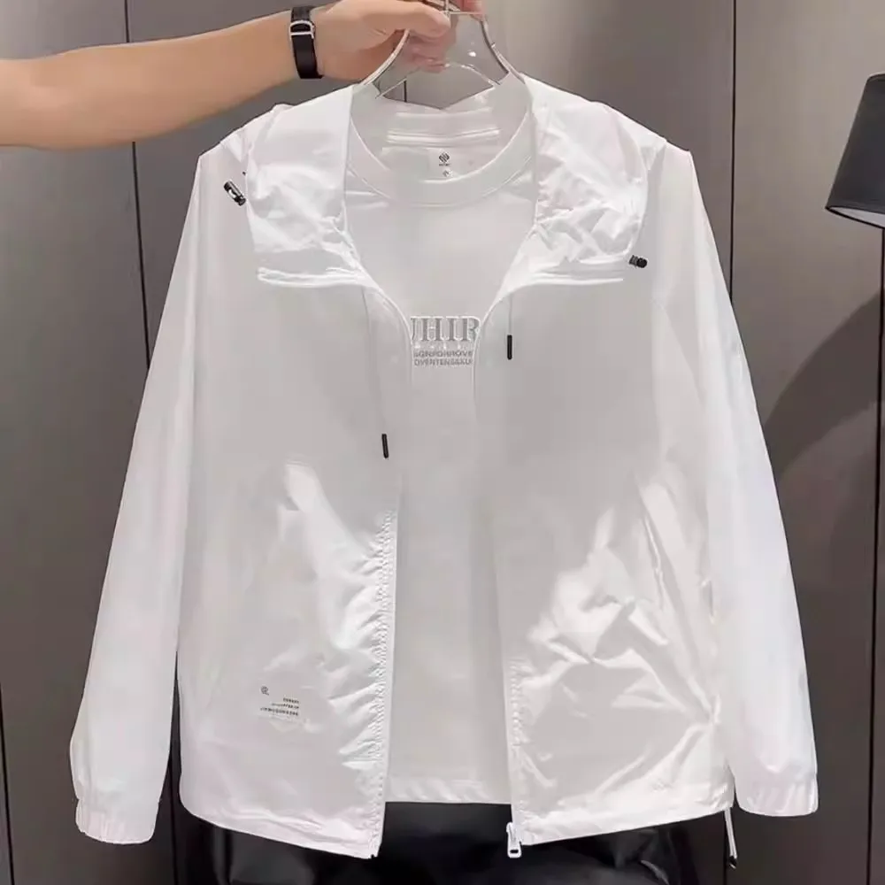 

Men's Loose Fit Casual Ice Silk Lightweight Hooded Sun Protection Outerwear Breathable Summer Fashionable Sensation Coat