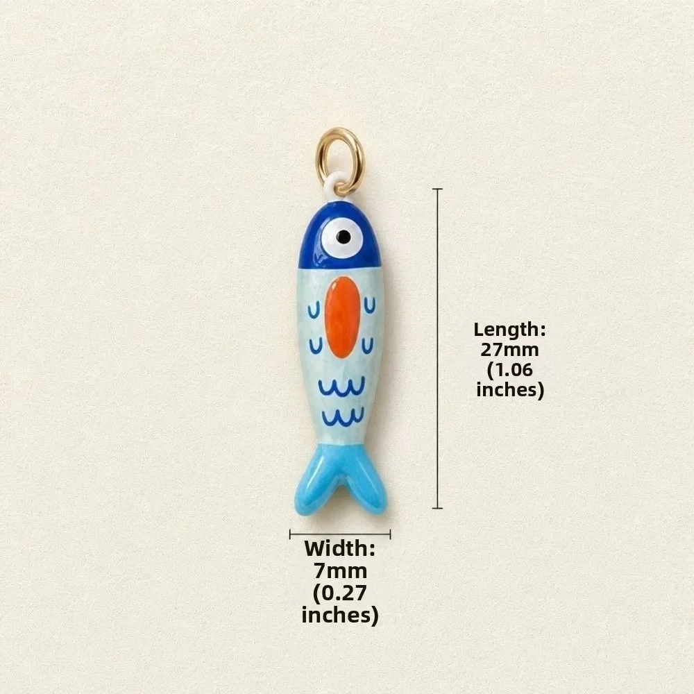 New Enamel Fish Charm Metal Fish Shaped Fish Pendant Colorful Hanging Loop Jewelry Charm Decorating