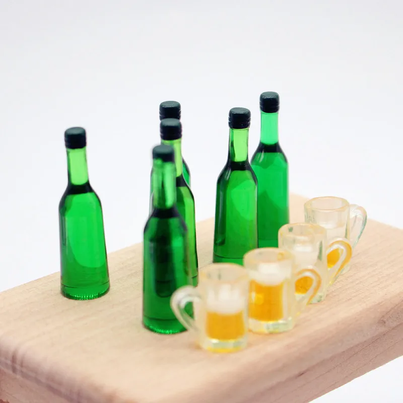 10pcs Mini Drink Soda Beer Wine Glass Ornaments Dollhouse Miniature Food Props Figurines Home Decoration Accessories