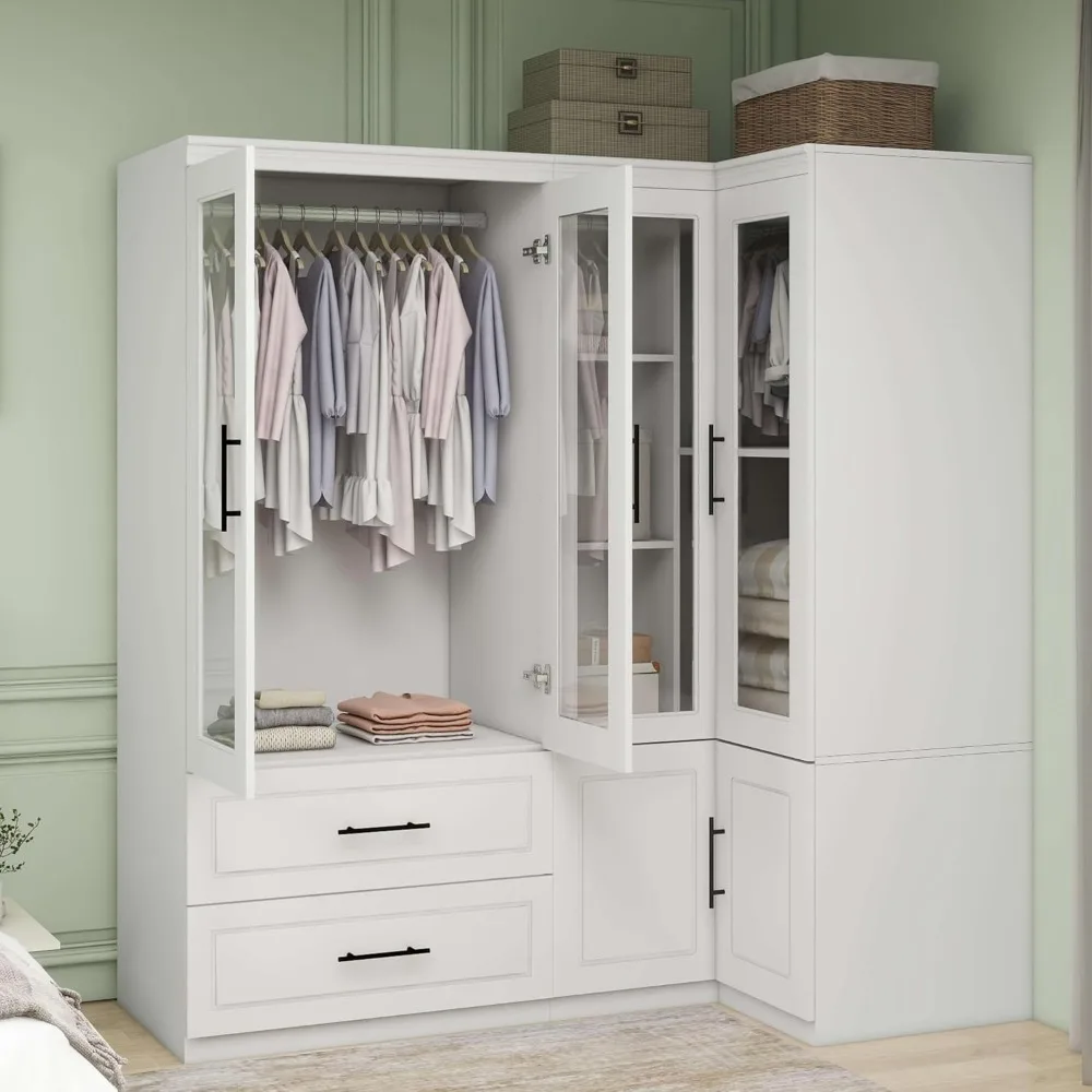 Šatník skříni, dřevo skříni šatník s zásuvek pro ložnice, ložnice armoire šatník skříni s závěsný pruty