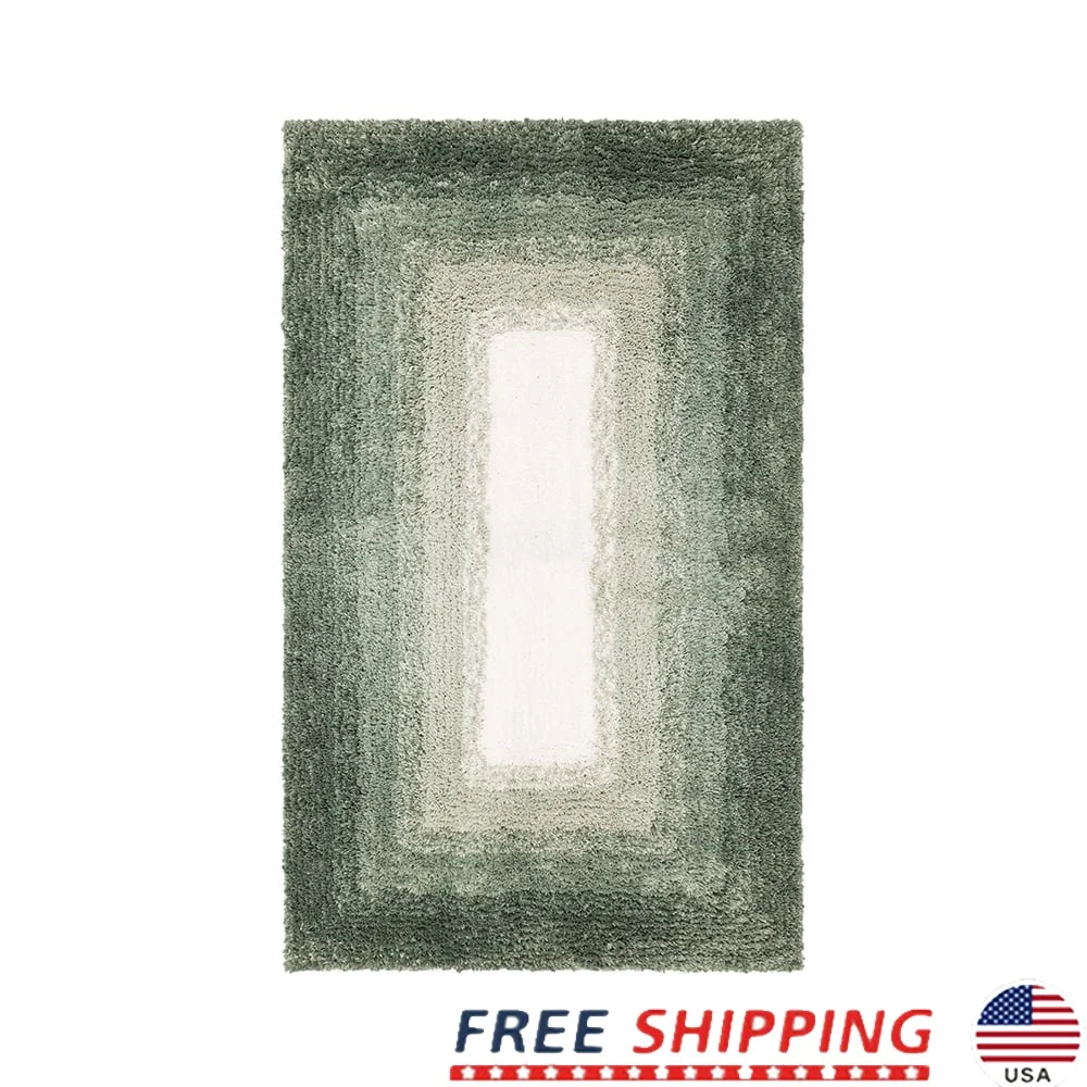 

Плюшевый коврик для ванной с эффектом омбре, нескользящий, можно стирать в машине, устойчивый к выцветанию, текстурированная латексная подложка, прочный полиэстер, 2x5 футов