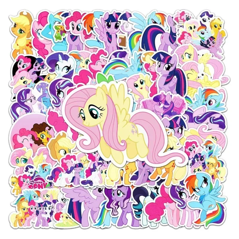 My Little Pony Cute Kawaii Sticker Animation Applejack Fluttershy Pinkie Pie Creative Waterproof Travel Case Laptop Decoration