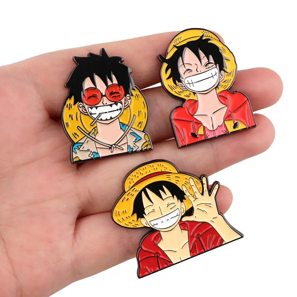 Japanese Anime Enamel Pins Luffy Lapel Pins for Backpack Brooches for Clothing Briefcase Badges Jewelry Accessories