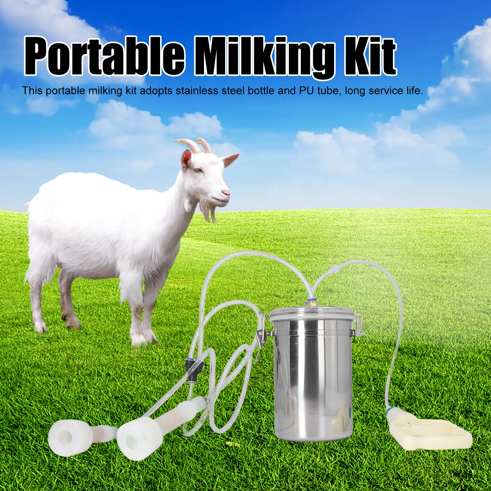 Manual Milking Machine 2000ml Effort Saving Control Stainless Steel Bottle Portable Milking Kit for Milk Plant Farm