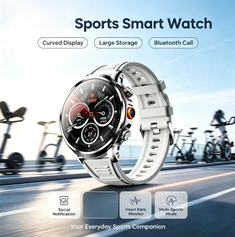 H18 Smart Watch, HD Spherical Screen Large Storage Independent Call, Multifunctional Fitness Sports Smartwatch for Men and Women