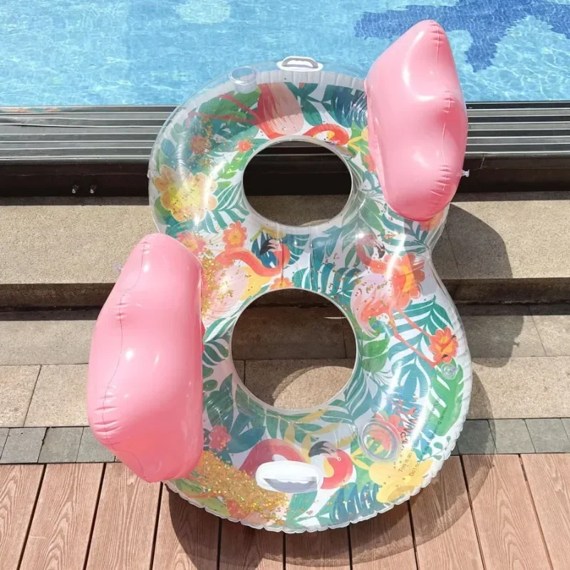 Giocattoli gonfiabili per piscina per due persone all'aperto Anello per nuoto Piscina grande in PVC a forma di 8 Giocattoli interattivi per acqua con schienale