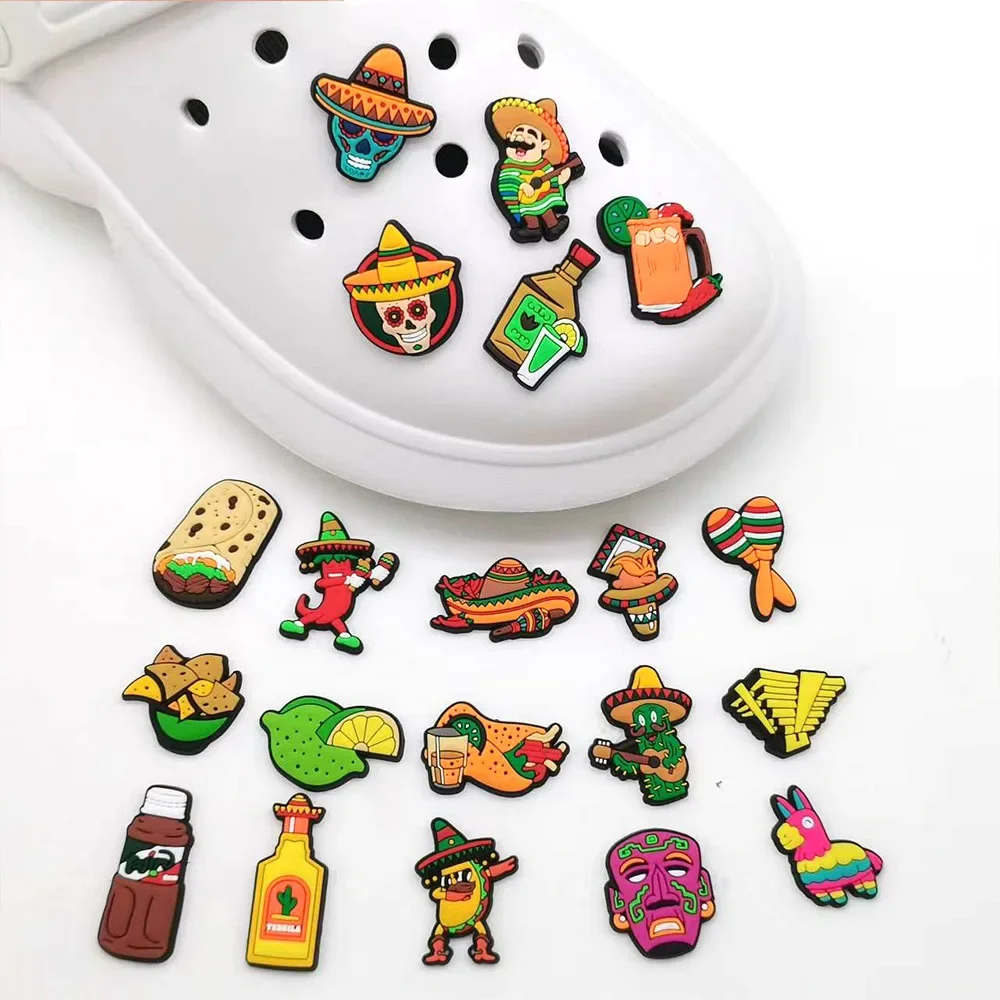 Decoración de zapatos de comida mexicana para Crocs, dijes para zapatos, accesorios para sandalias, decoración para hombres, mujeres, niños, regalos de fiesta