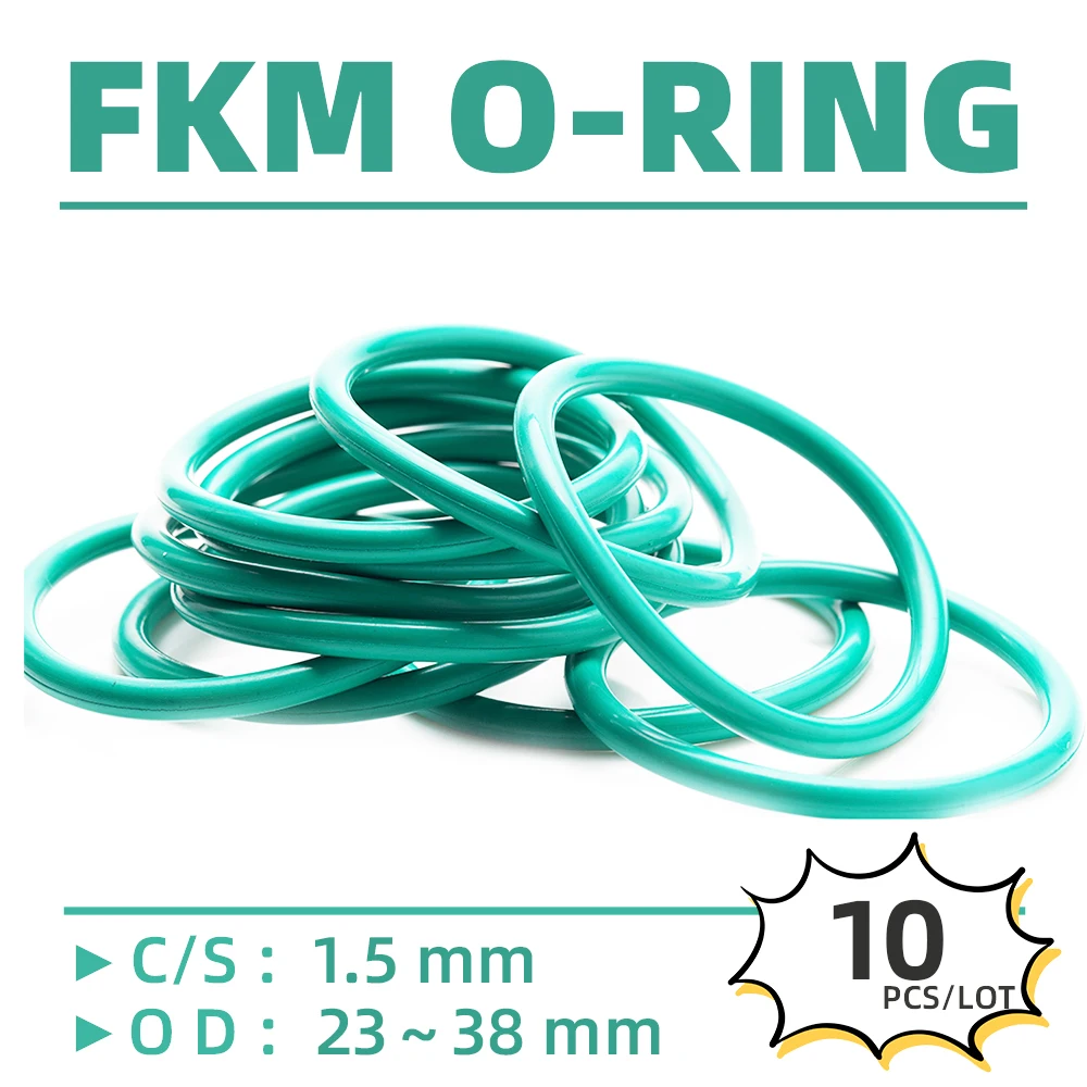 10PCS/Lot Rubber FKM  CS 1.5 mm OD 23/24/25/25.5/26/26.5/27/27.5/28/29/29.5/30/31/32 mm O Ring Gasket Oil Resistant Waterproof