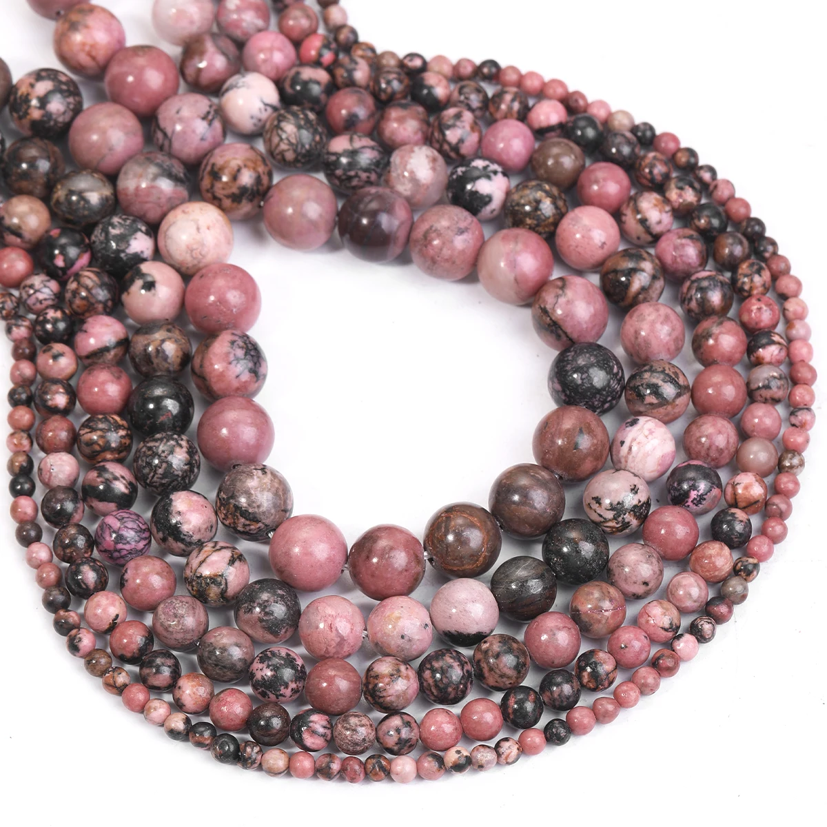 4 6 8 10 mm Natürliche Rhodochrosit-Perlen, Runde Amazonit-Jaspis-Chalcedon-Perlen für Armbänder, DIY-Schmuckherstellung, Strang 1 Stück