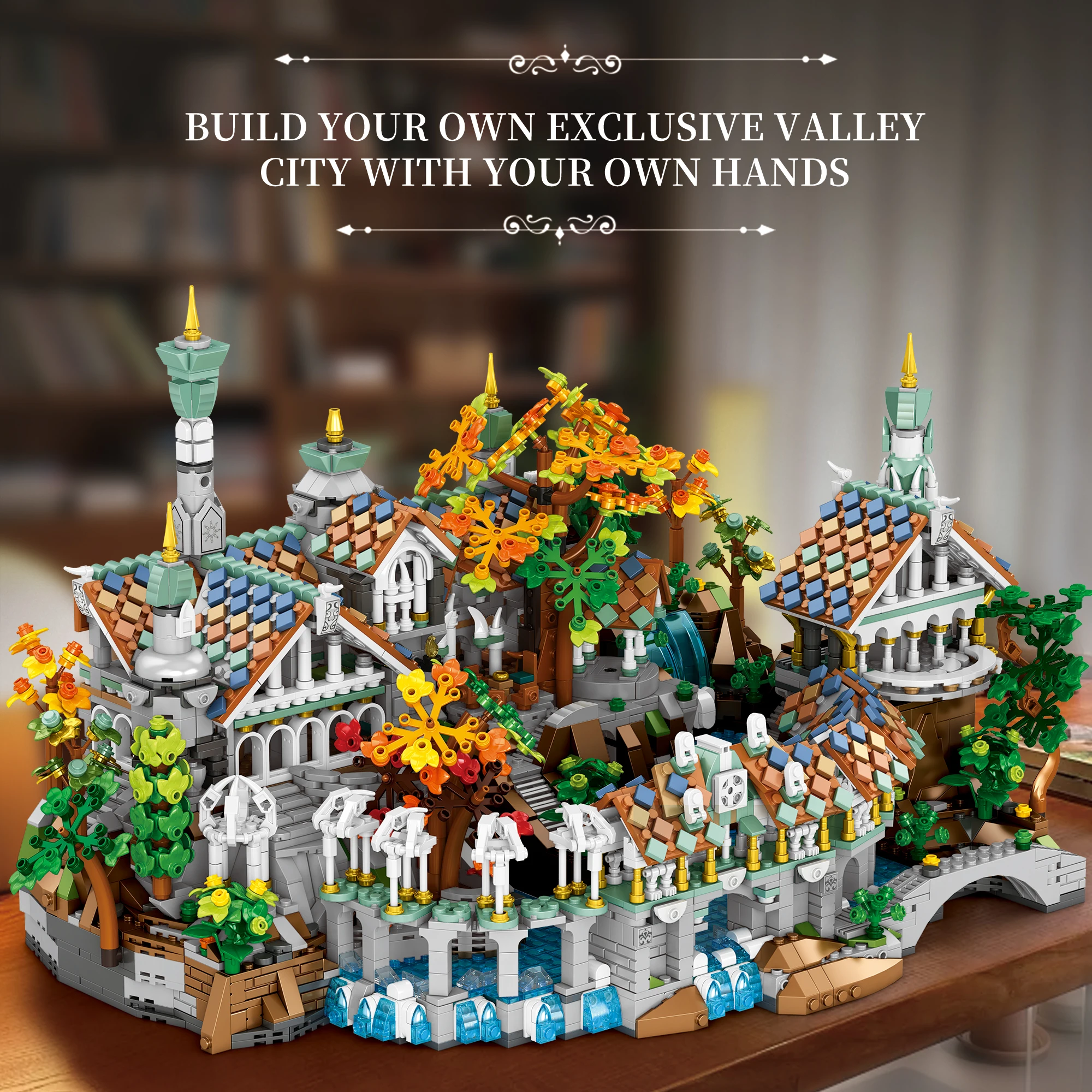 4406PCS MOC Movie Rings Duskvale Sanctum Building Blocks Medieval Palace Street View Architecture Model Assembly Toys Adult Gift