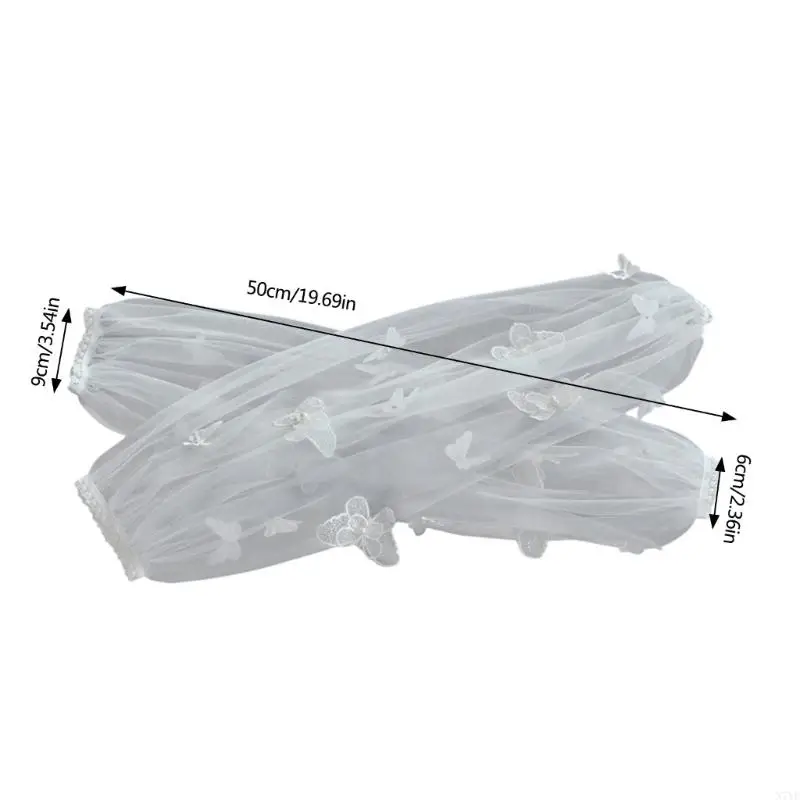 N7YF زخرفية الذراع المزخرفة الأصفاد الكاذبة الفراشة تول لثوب الأميرة الأكمام الزائفة أغطية الذراع الطويلة #4