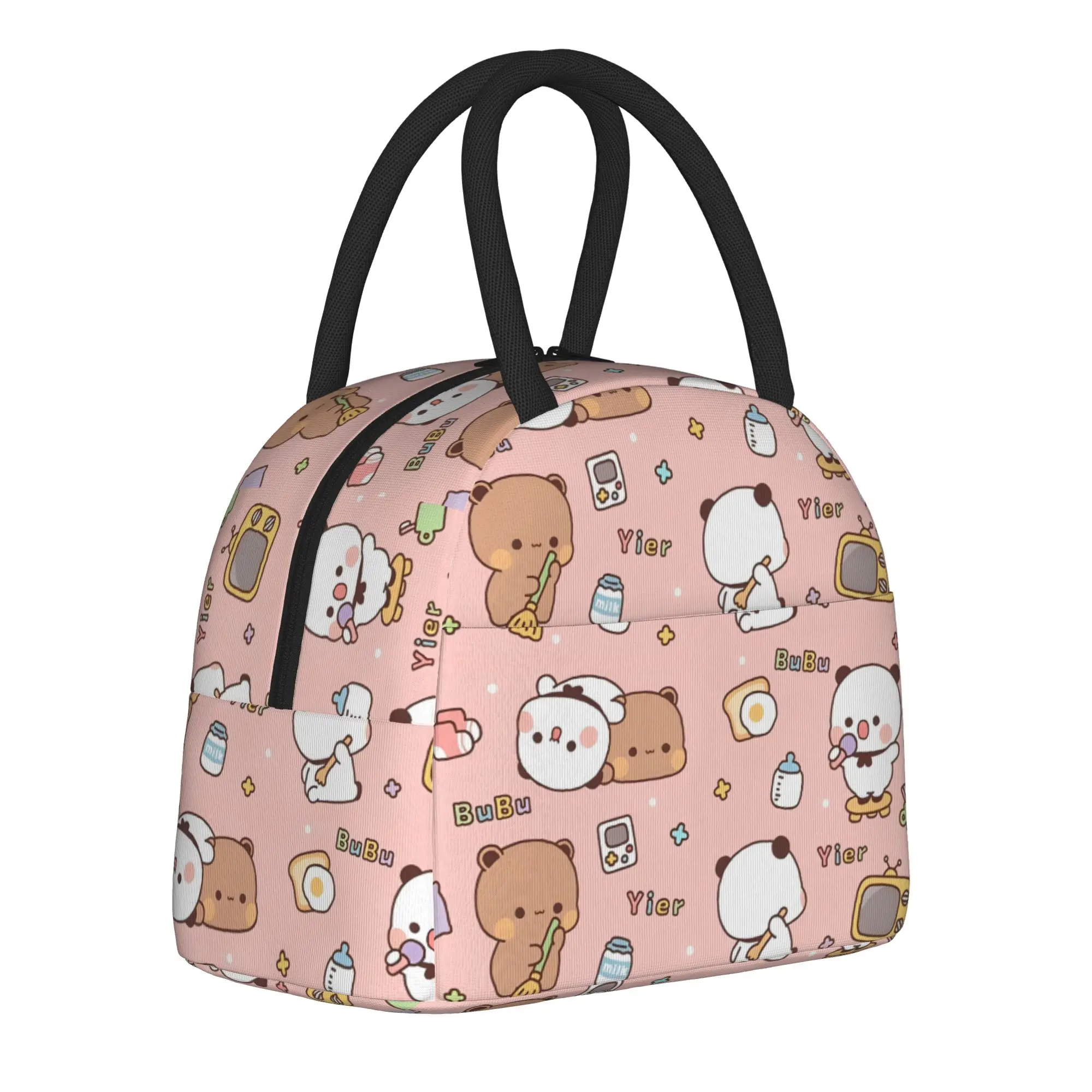 

Bubu Dudu Pink Insulated Lunch Bag High Capacity Cartoon Bear Reusable Cooler Bag Lunch Box Tote Office Travel Men Women