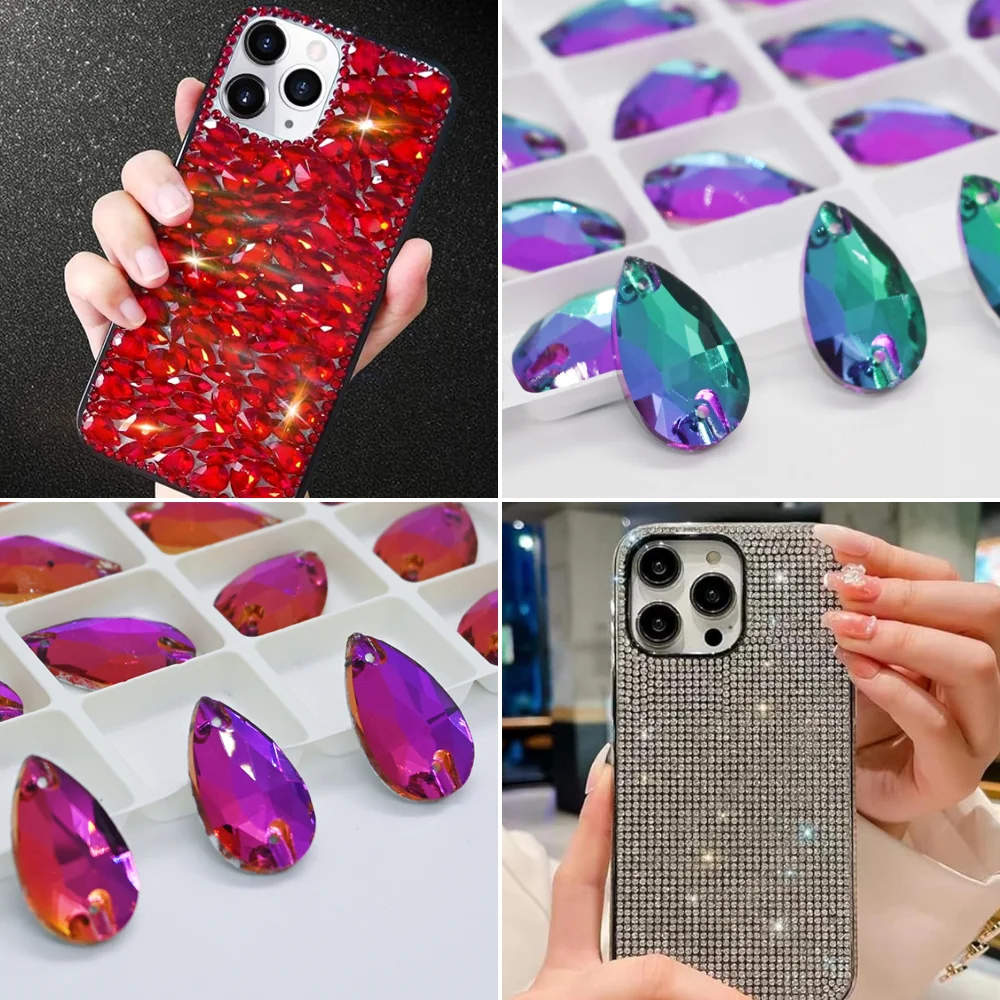 Teardop Volcano Color Sew On Rhinestones Flatback Crystal For Clothing Strass Wedding Dress All Decoration And DIY Sewing Strass