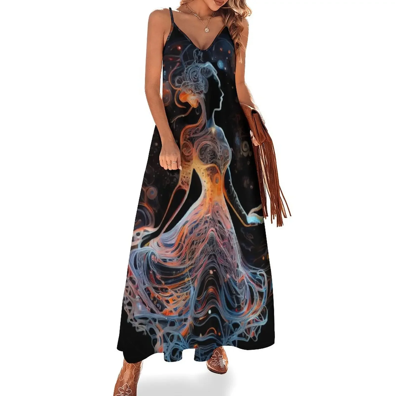 

Cosmic goddess Sleeveless Dress evening dress women Long dress woman