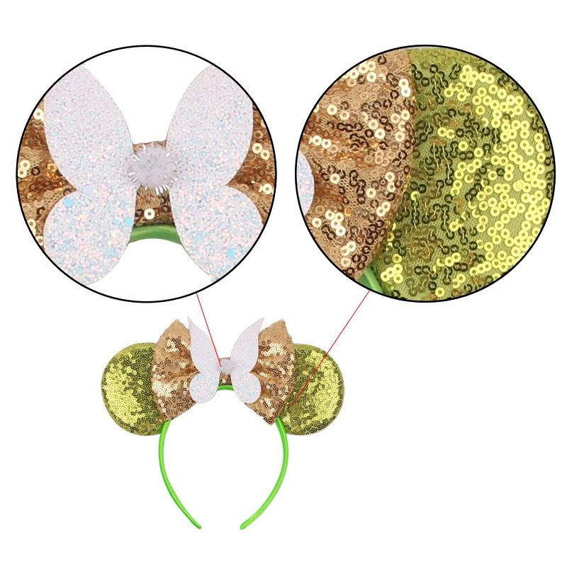 Cartoon Tinker Bell Ohren-Haarband für Erwachsene, Mausohren-Haarbänder, Baby-Mädchen-Kopfbedeckung, Damen-Schleifen-Haaraccessoires, Kinder-Geschenke – Detail 9