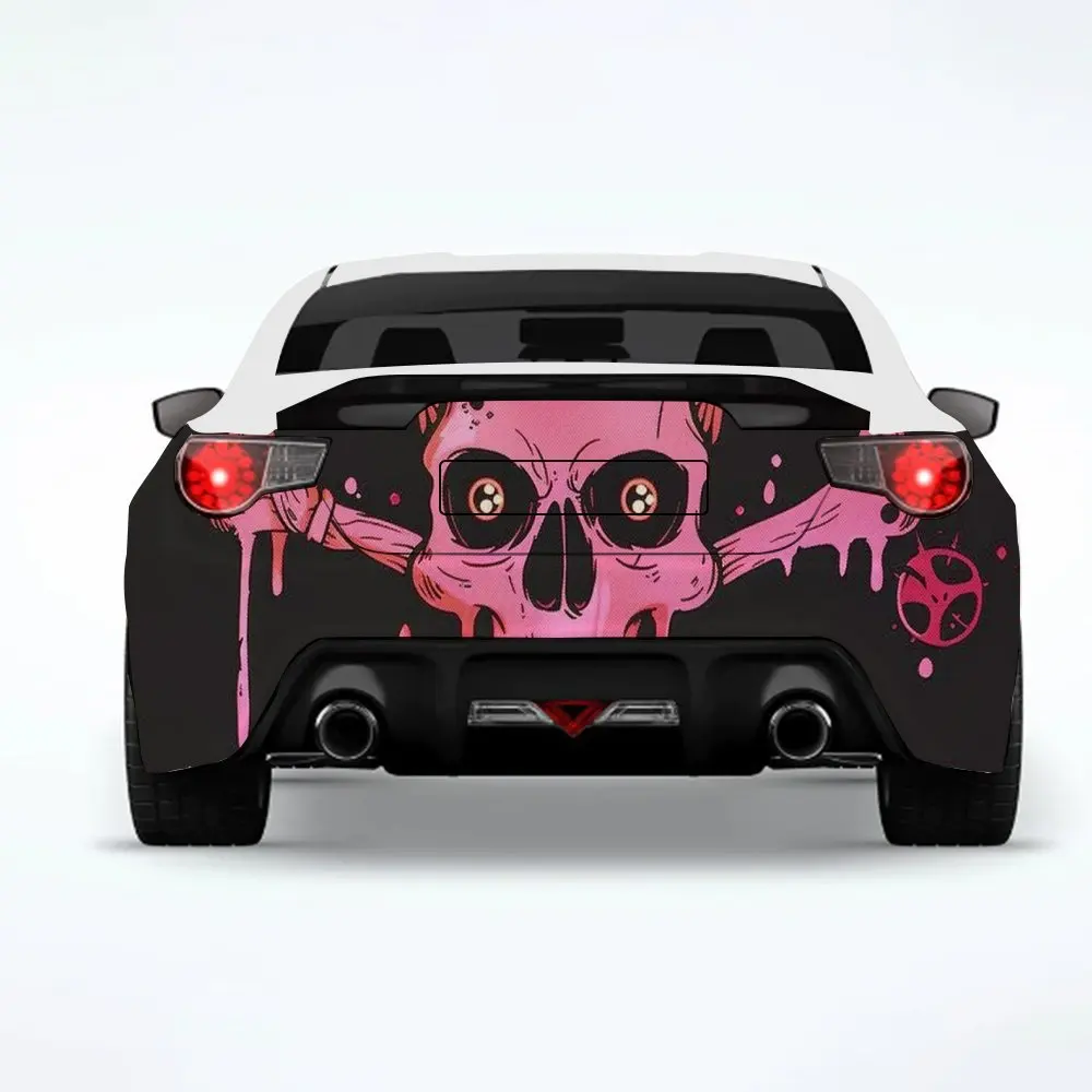 

Funky Pink Skull Crossbones Car StickerVinyl Decal for Car Rear, Waterproof Self-Adhesive Vinyl Stickers for Vehicle Tail & Bump