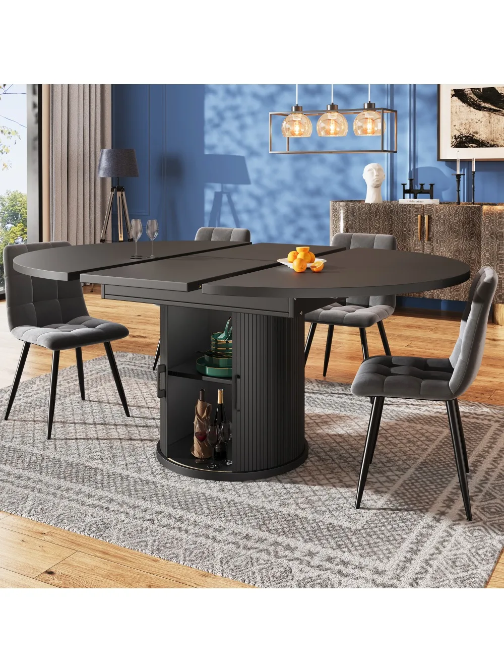 Uitschuifbare eettafel 118-158 cm ruimtebesparende 6-persoons keukentafel verstelbaar aanrecht meubilair voor eetkamer - afbeelding 2