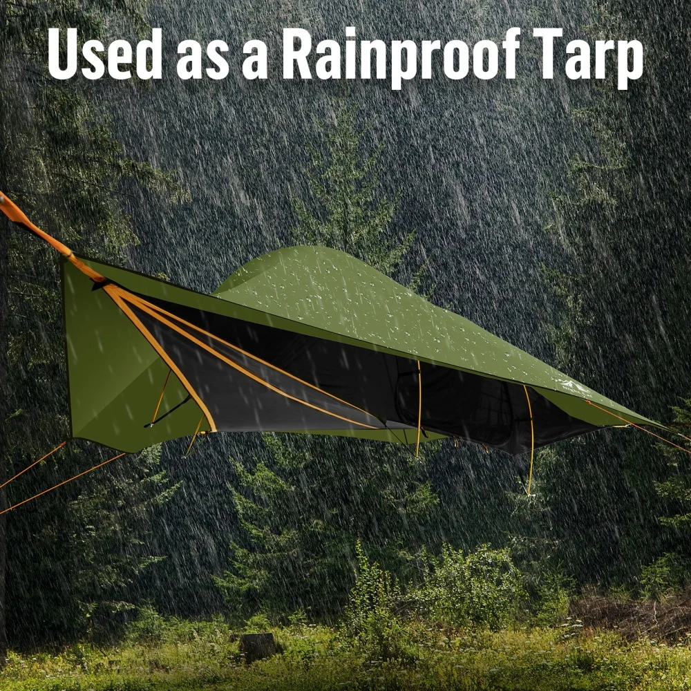 Night Cat Triangle Hammocks 2-Persons: Lay Flat 3 Point Hammock Tent with Bug Net Rainfly 13ft 440 LBS