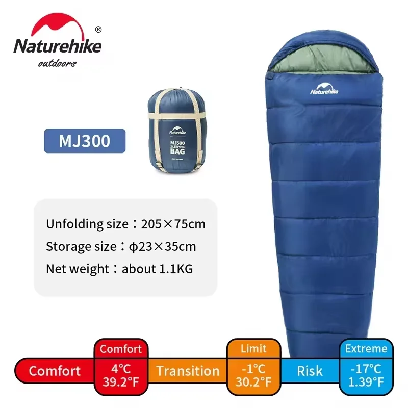 Naturehike Slaapzak MJ300 -1 ℃   Lichtgewicht MJ600 -12 ℃   Mummie slaapzak Outdoor Camping Katoenen winterslaapzak