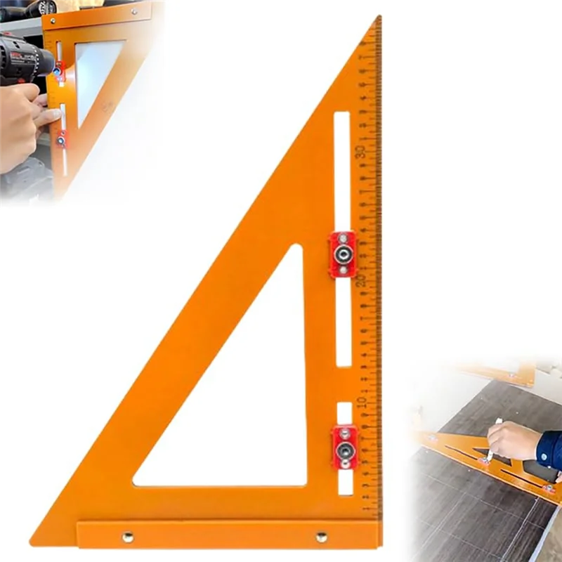 T19C 2In1 Rafter Square,Positioning Triangle Ruler Rafter Square Tool Adjustable Triangle Ruler Protractor For Woodworking