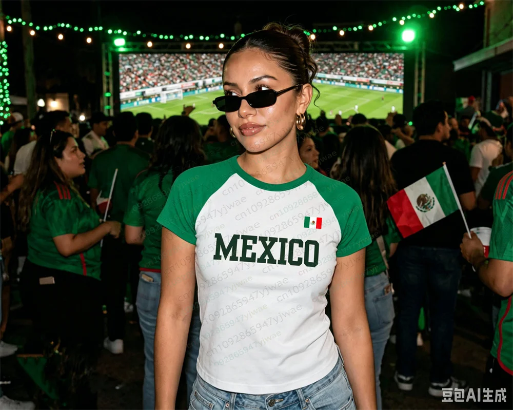 Mexico Tee for WomenGirl Summer Shirt Latina Soccer Fan Top Fashion Street Wear Short Sleeve Y2K Top Summer Women's T-shirt