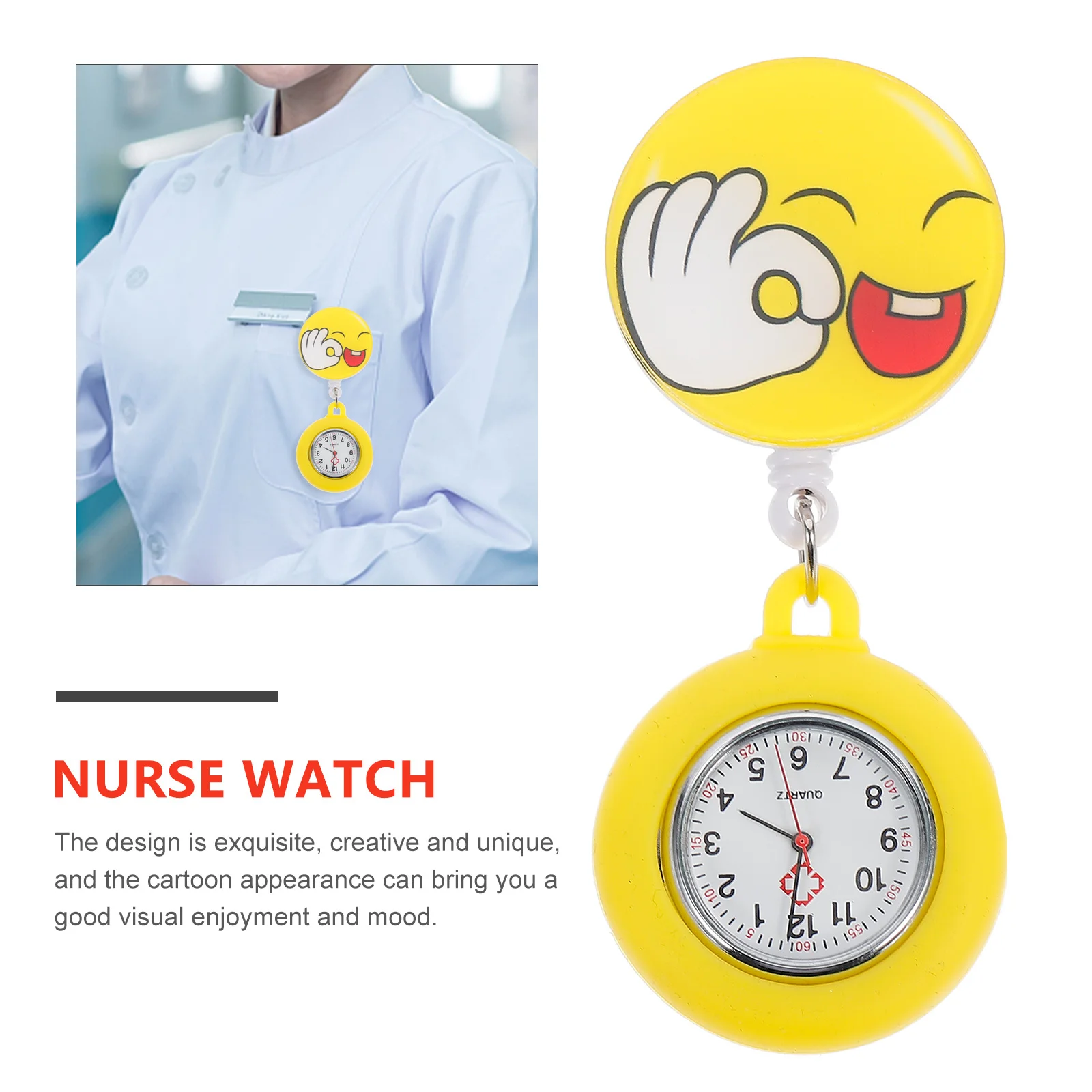 ساعات للممرضات جيب المرأة مقاوم للماء أحجار الراين الأصفر هلام السيليكا قابل للسحب التمريض ملكة جمال