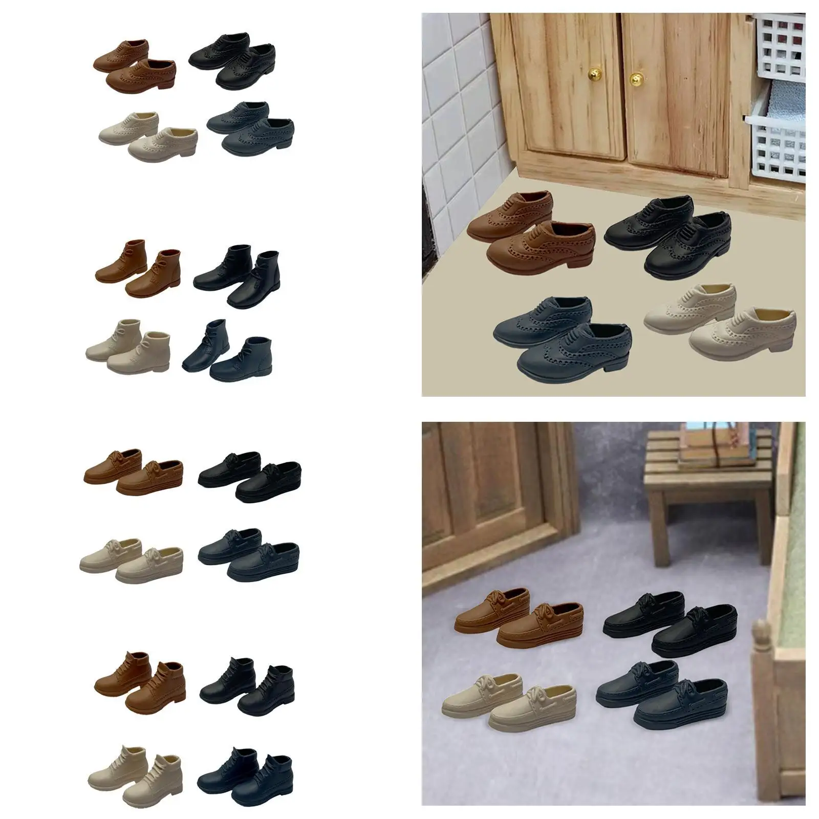 4Pcs 1/6 Scale Shoes Casual Business Accessory Fashion Handmade Toys Miniature for 12in Doll Model Dress up Męskie figurki akcji