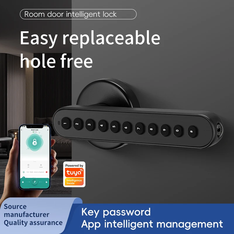 Tuya Electronic Keypad Door Lock Keyless Password Digital Handle Locks Easy Installation Smart Lock For Home Wooden Door