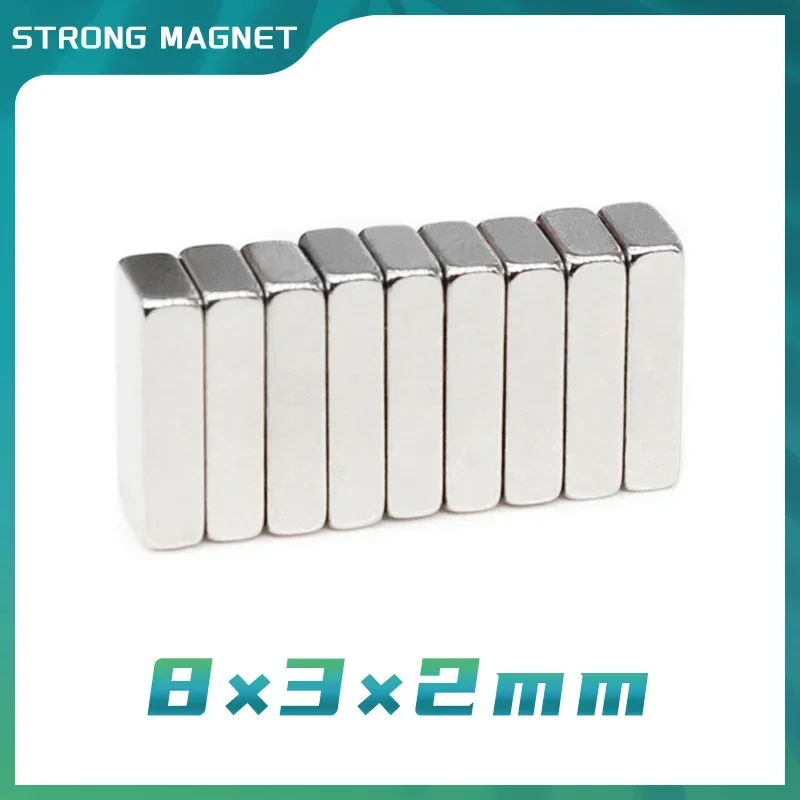 

500PCS 8x3x2 Powerful Magnets Block Magnets N35 Neodymium 8mmx3mmx2mm Sheet Quadrate Rare Earth 8*3*2 mm