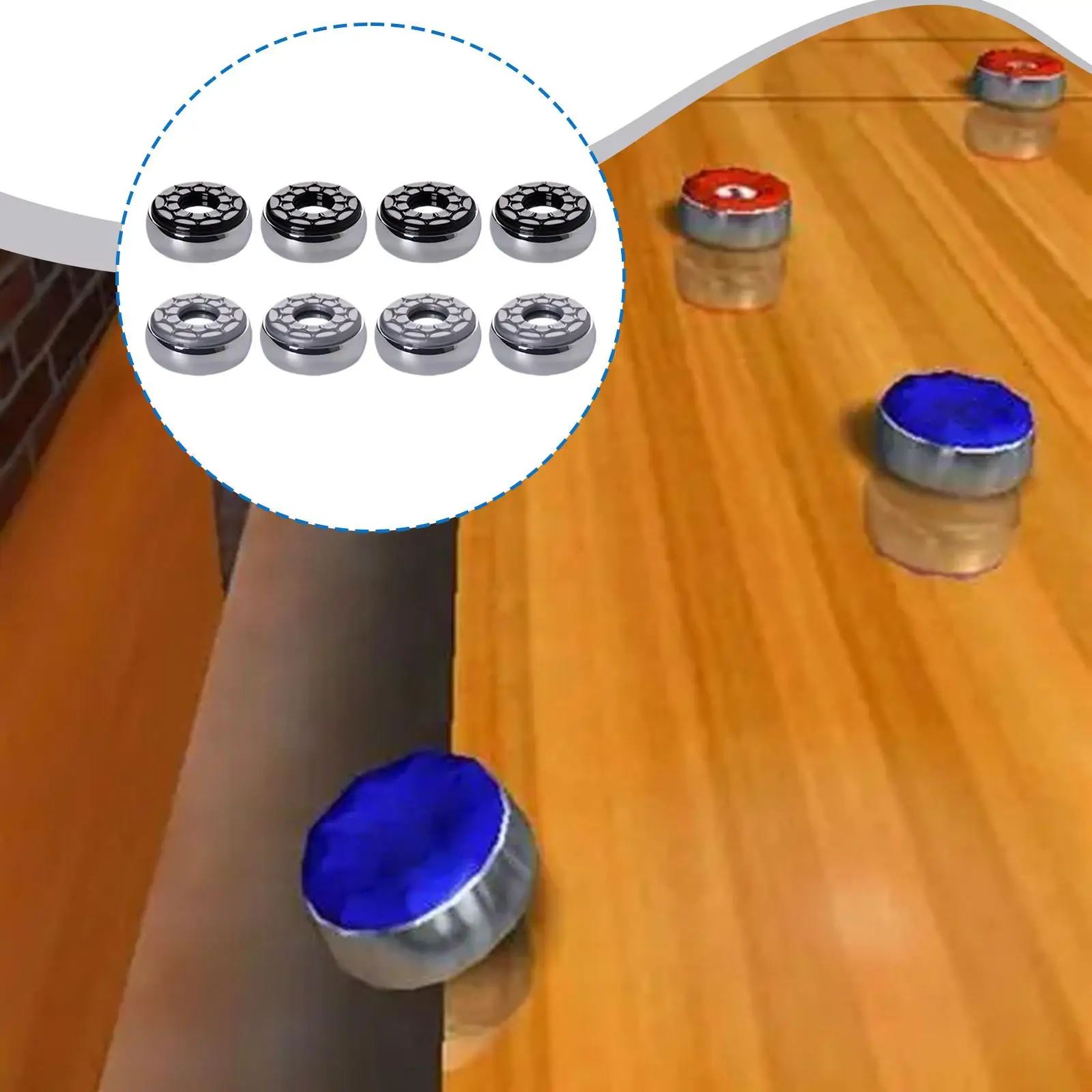 

Set of 8 Shuffleboard Pucks for Home Table Games Smooth Glide Accessories Dia 2.3inch Competition Weights with Beveled Design