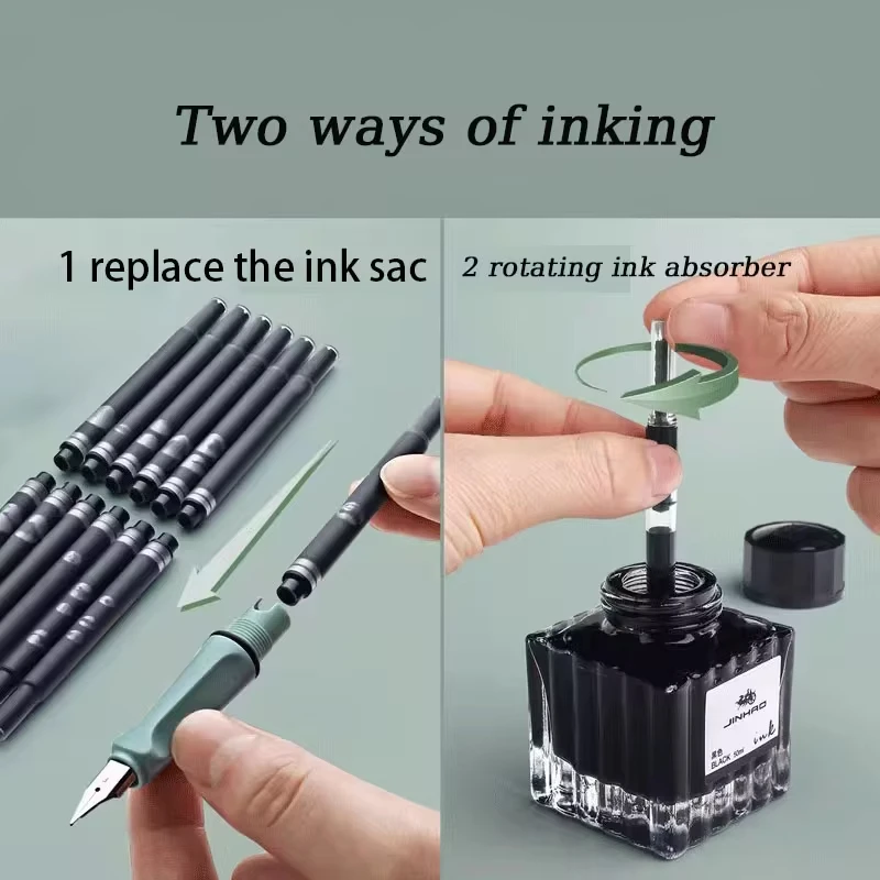 11pcs Fountain Pen Set 0.38mm Fine Point Replaceable Ink for Smooth Writing Multifunctional Office Stationery Learning Supplies