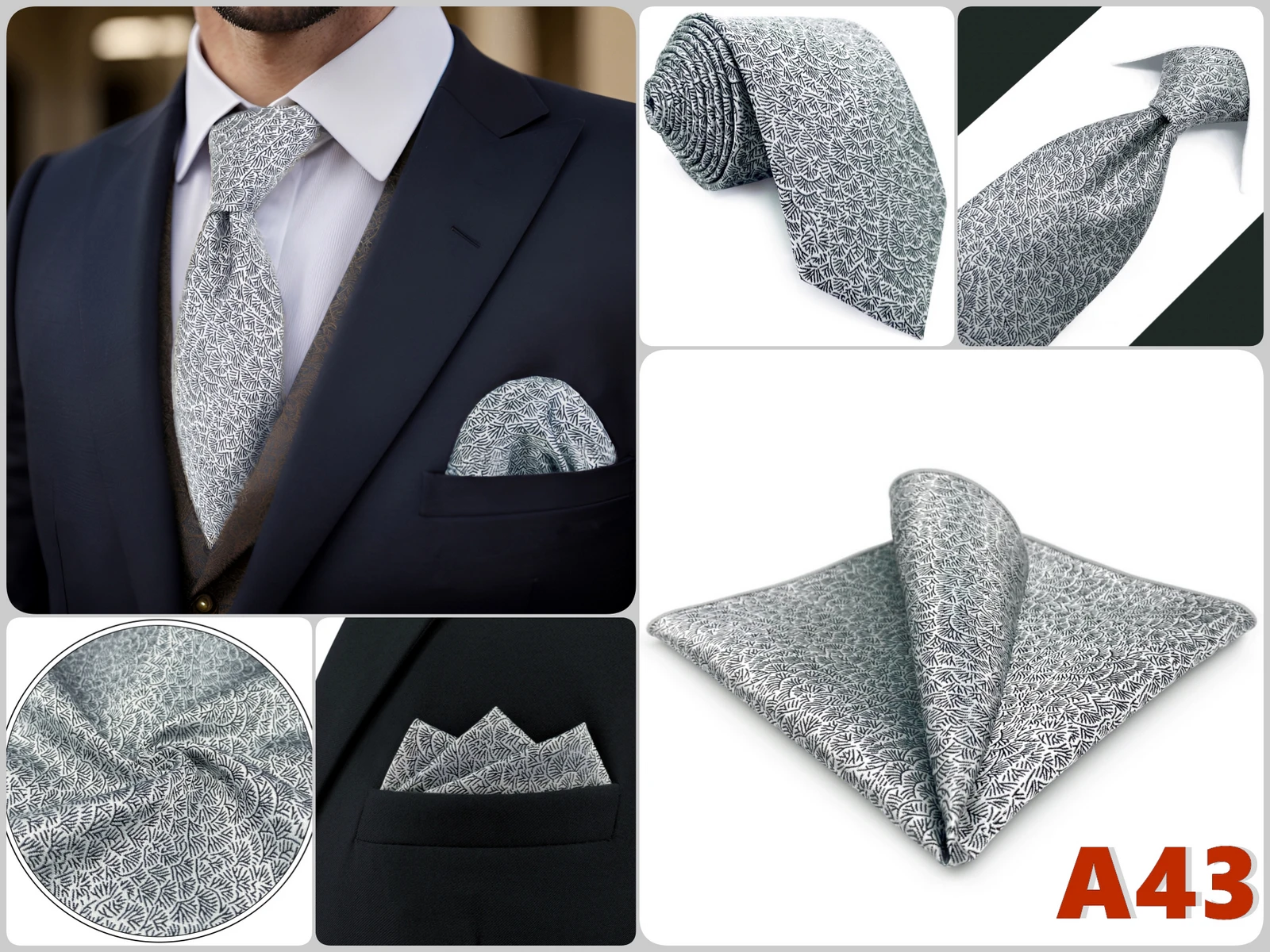 Braunes Herren-Krawatten-Einstecktuch-Set, klassisches Krawatten-Einstecktuch-Set, Business-Formal, Khaki, 147 cm, Dropshipping, Vintage – Detail 14