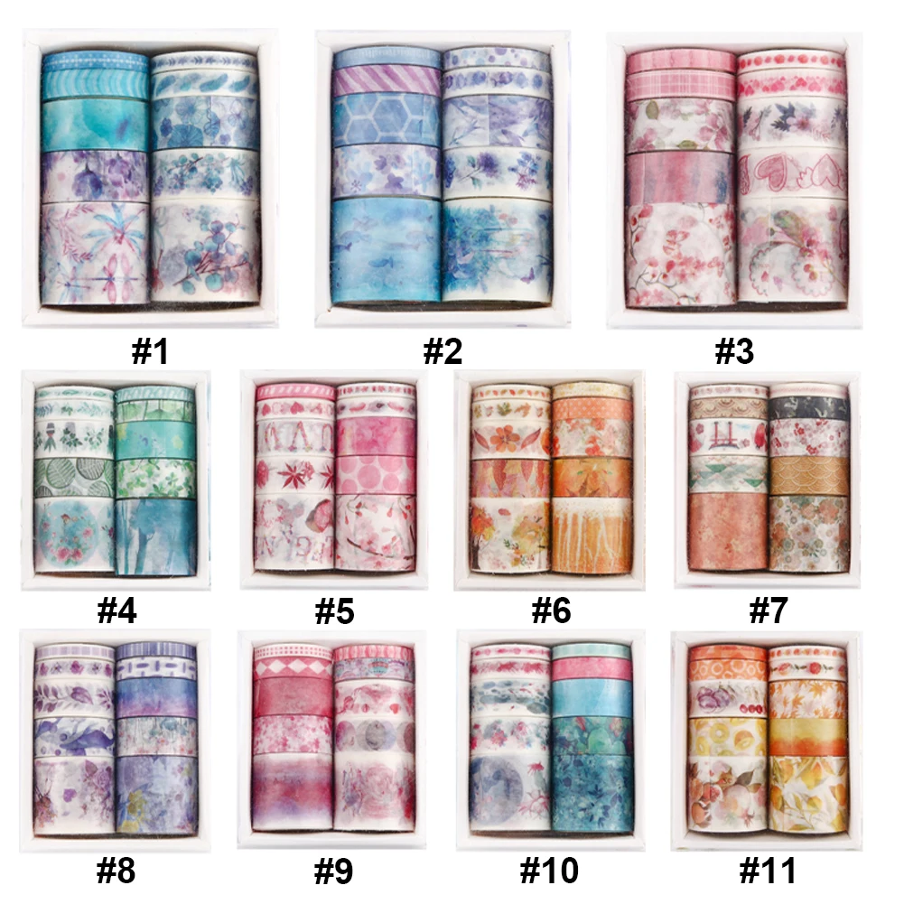 10 рулонов клейкой ленты, набор многоразовых лент Васи, наклейки на ленту для художников, предварительно весенние художественные работы, декоративная лента для весеннего случая