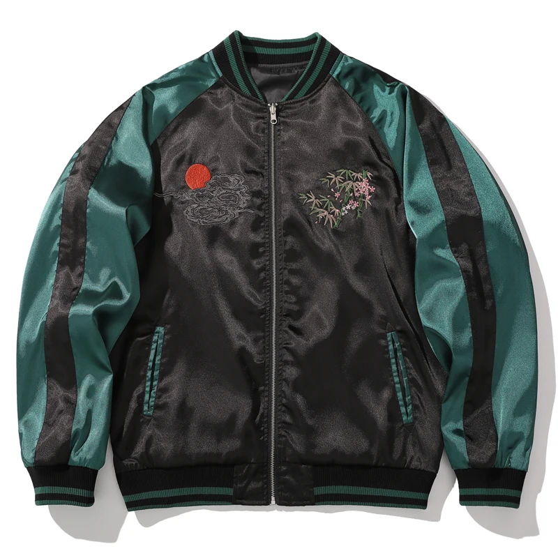 Heavy Embroidery Hamam Tiger Baseball Jacket Men's Outerwear Youth Trend Autumn Standard Fit Long Sleeve Zipper Closure