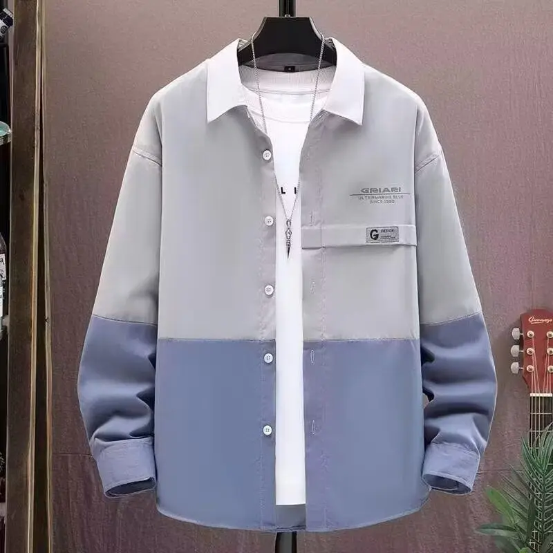 

New Men's Casual Loose irt Autumn Faion Versatile Outerwear Stand Fit Long Sve Warmth Guaranteed Chinese Production