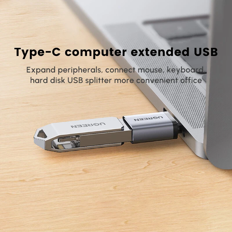 UGREEN USB-C/M إلى USB2.0A/F OTG محول PVC مادة الألومنيوم المصبوبة