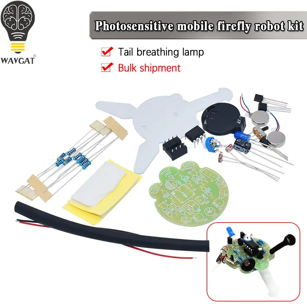 Lampa oddechowa LED do lutowania zestaw DIY sztuczny świetlik migający zabawka Robot czujnik światłoczuły Robot mobilny część elektroniczna