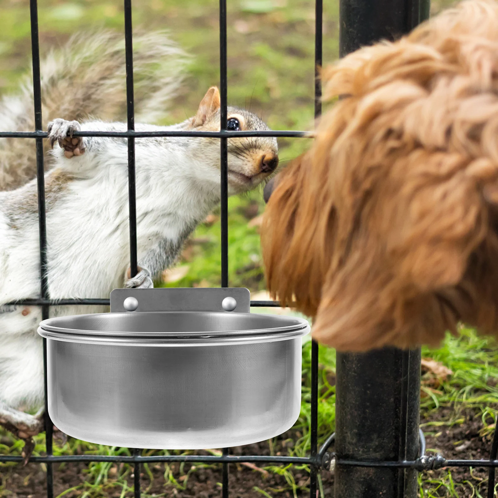 

Stainless Steel Dog Cage Bowl Pet Feeding Bowl Hanging Crate Mounted Dog Food Feeder Easy Clean Anti-Fall Puppy Feeder