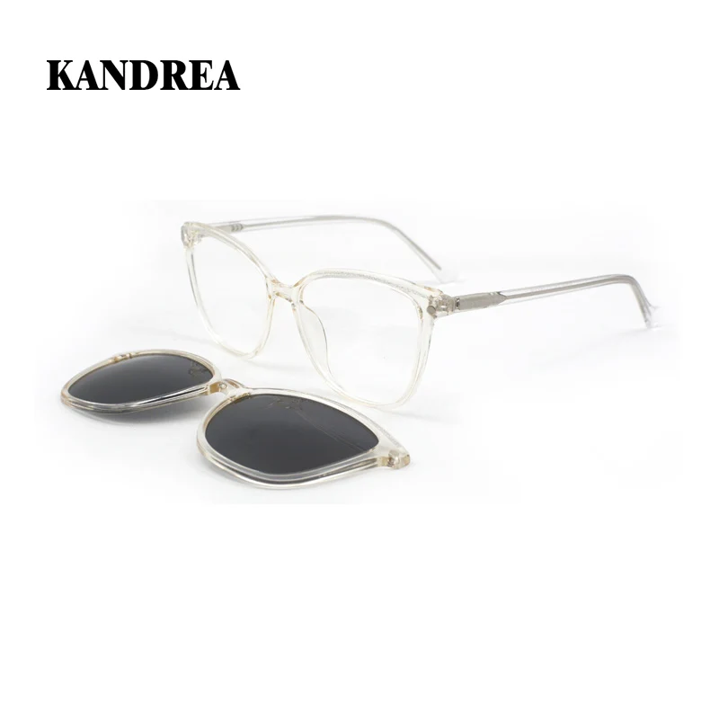 

KANDREA Cat Eye BIG Frame Fashion Polarized 2 IN 1 Sunglasses Women Optical Myopia Glasses Frames Men Prescription Glasses 69976