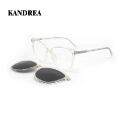 KANDREA Cat Eye BIG Frame Fashion Polarized 2 IN 1 Sunglasses Women Optical Myopia Glasses Frames Men Prescription Glasses 69976