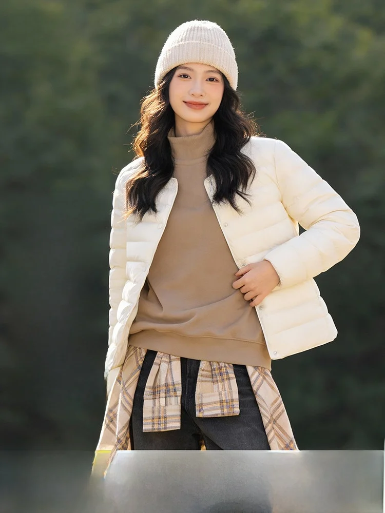 

Легкая круглая пуховая куртка SNOW FLYING для женщин: универсальная, для города, с художественным дизайном, наполнитель — утиный пух, для повседневной носки