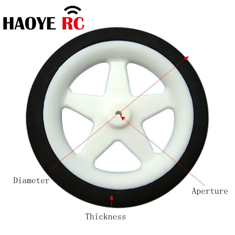 Haoye 10Pcs/Lot 5-Spoke Wheels Sponge Tire Color White Dia30-46mm Super Light Foam For Aircraft Model Accessories