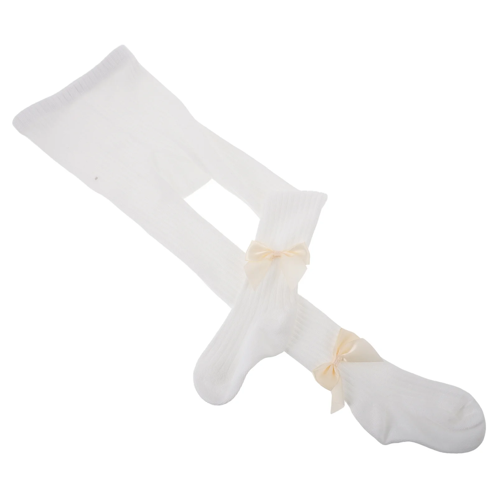 

1 Pair Baby Girl Ribbed Bow Socks One-Piece Cotton Long Stockings For Toddler Newborn Warm Non-Slip Knee High Socks Spring