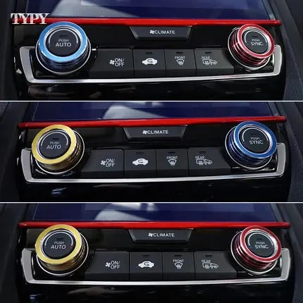 

For Honda 10th Civic Aair Conditioning Knob Decoration Ring Interior Center Console Decorative Patch Suitable