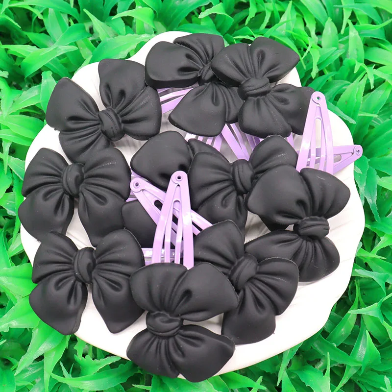 10Pcs/set Black Bowknot Rabbit Hair Accessories Rubber Bands Scrunchies Elastic Hair Bands Girls Headband Decorations Kids Ties view 4