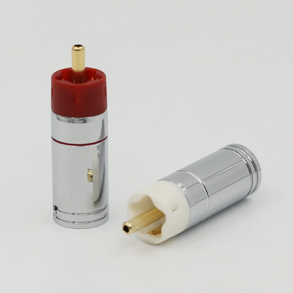 Conectores rca de alta qualidade, alta fidelidade, faça você mesmo, 9mm, banhado a prata, latão, plugue rca, plugue de áudio, macho, parafuso rca