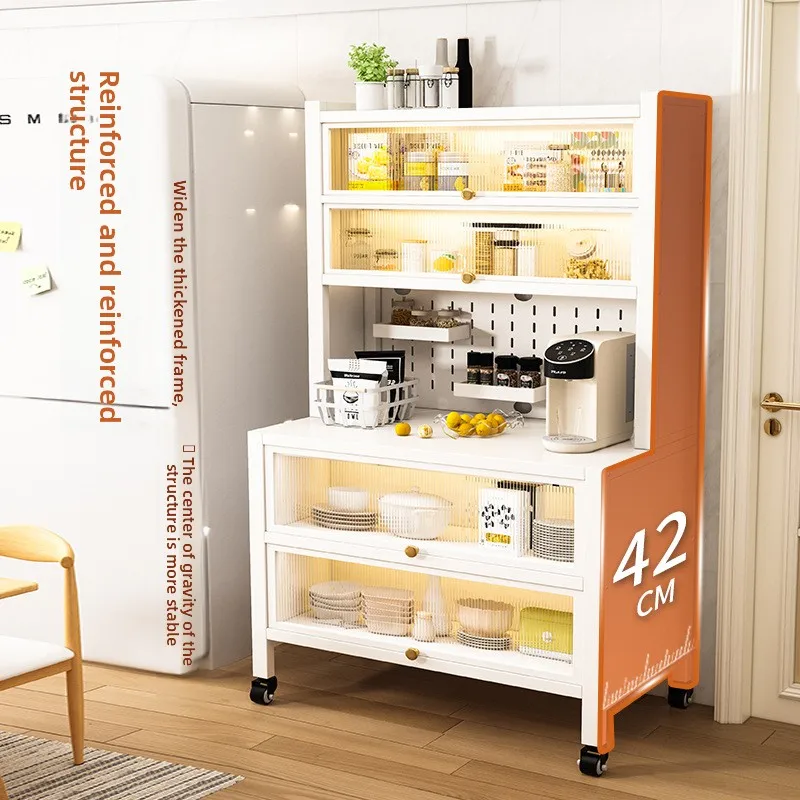 Dustproof side cabinets, shelves, multi-layer floor cabinets, small appliances, microwave ovens, multifunctional storage racks