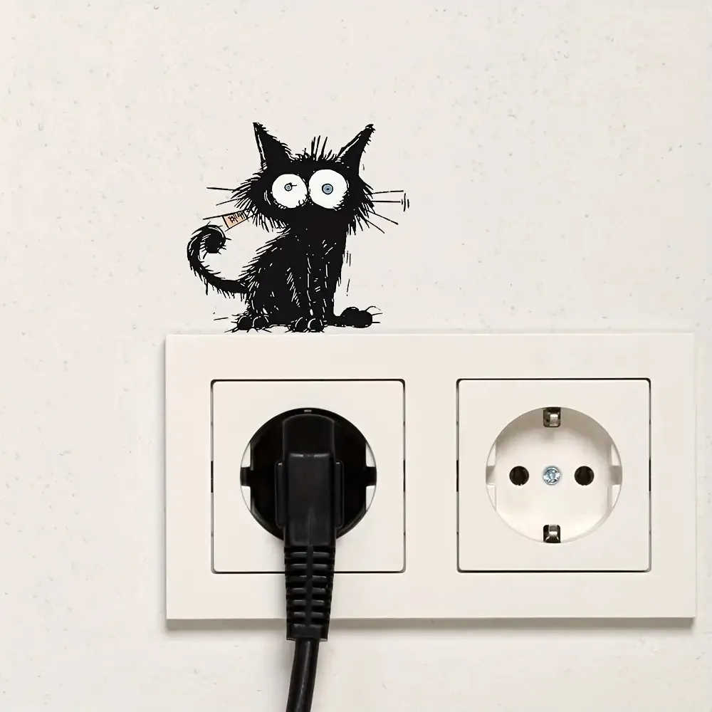 

Electric Cat Switch Sticker, Removable Vinyl Wall Art Decal for Bathroom, Living Room & Bedroom, Easy to Apply
