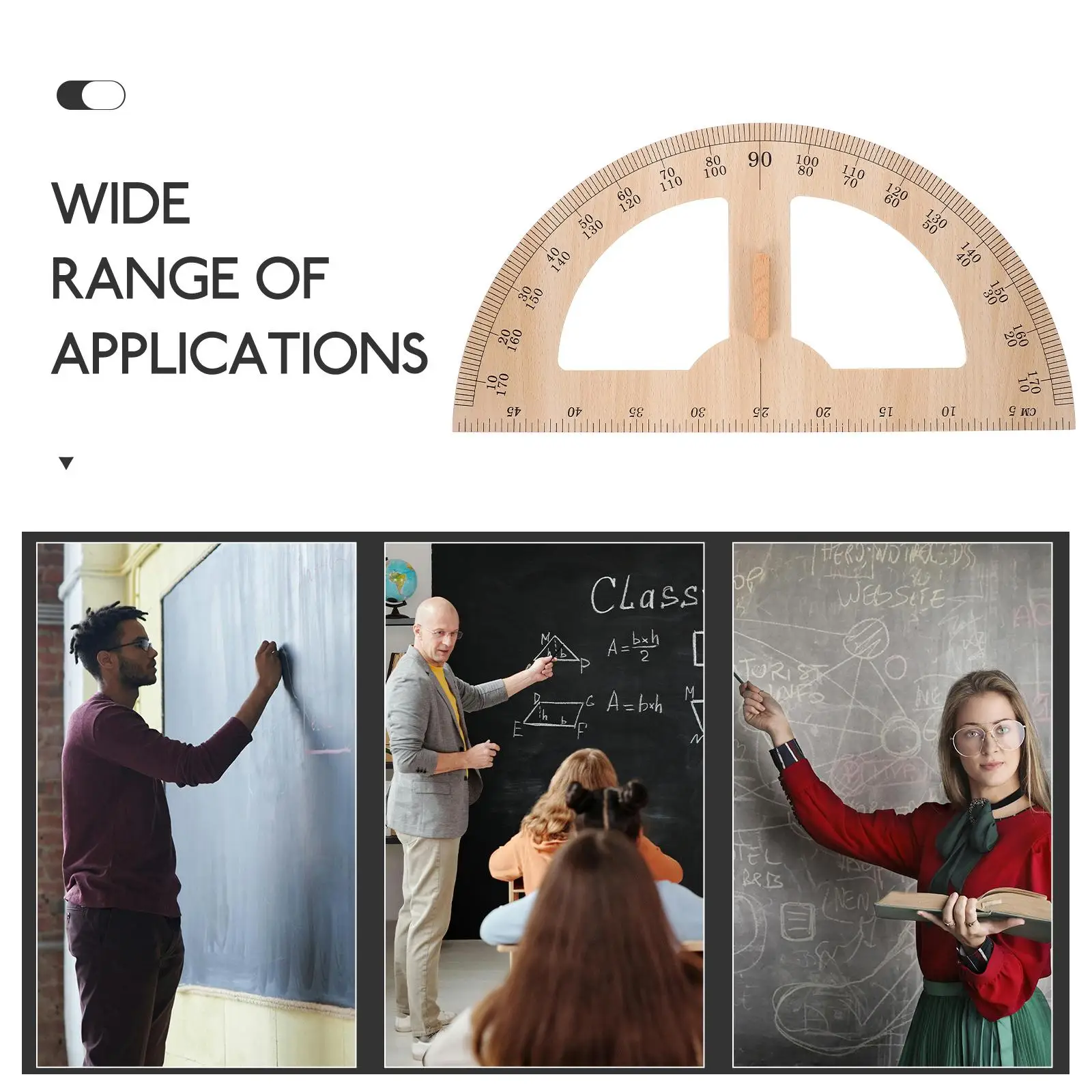 Wood Measuring Ruler Large Teaching Tool Handle Classroom Protractor Aids Blackboard Rulers Reusable Gauge Student