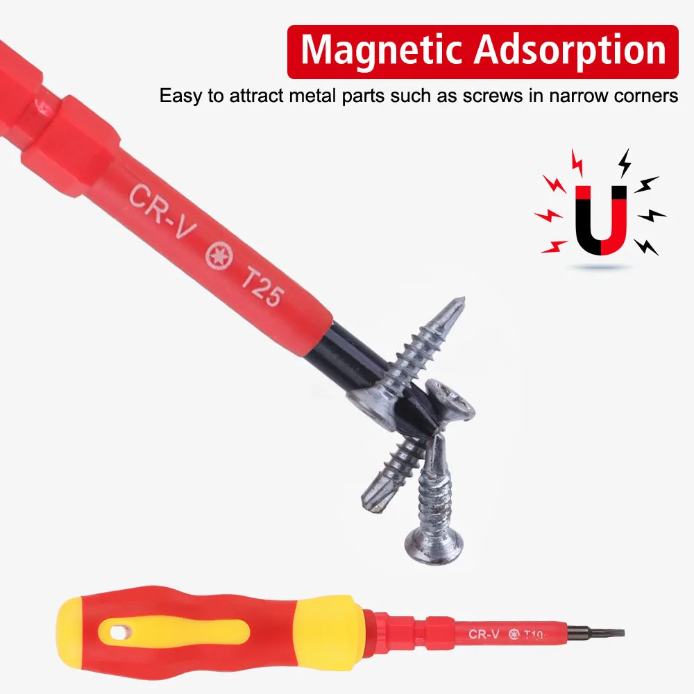 8pcs Interchangeable Blade Chrome vanadium steel Insulated Screwdriver Set Electrician Repair Tools Kit